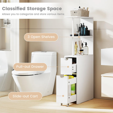 Dreamade Slim Storage Cabinet Narrow Freestanding Bathroom Organizer