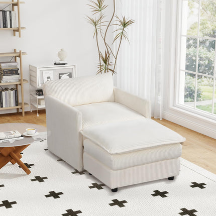 Dreamade Oversized Accent Chair with Ottoman with Soft Corduroy Cushions