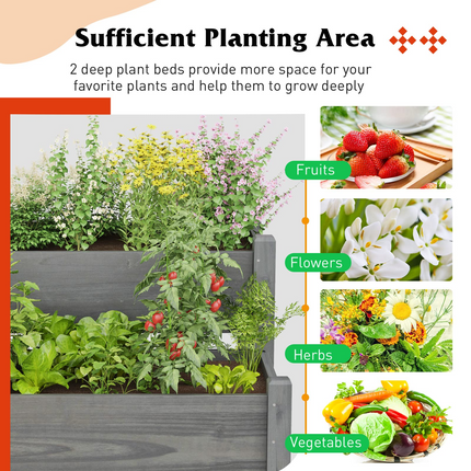 Set of 2 Raised Garden Bed, 34" x 33.5" x 28.5" (L x W x H)