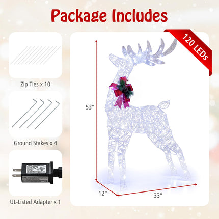 Dreamade Lighted Christmas Reindeer | 4.4 FT Pre-Lit Xmas Holiday Decoration