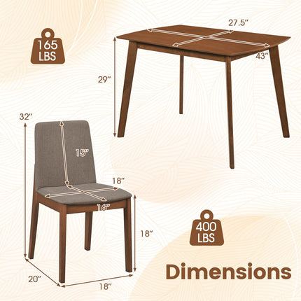 Dreamade Rectangular Kitchen Table and Chairs Set w/Rubber Wood Frame