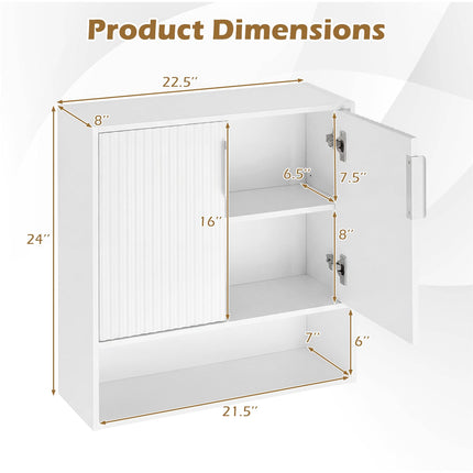 Dreamade Fluted Bathroom Wall Cabinet | Over-the-Toilet Medicine Cabinet w/ 2 Doors