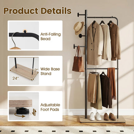 Dreamade Double Rods Clothes Hanging Rack for Entryway