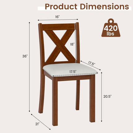 Dreamade Wooden Dining Chair Set of 2/4 with Padded Seat and Curved Back