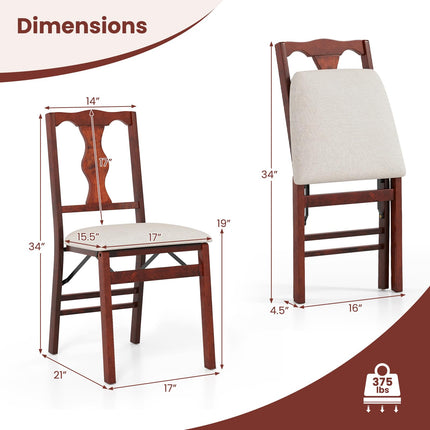 Dreamade Folding Dining Chairs Set of 2/4 Upholstered Dining Chairs with Comfy Padded Seats