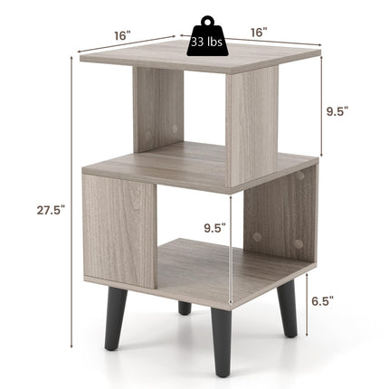 Dreamade 3-Tier Geometric Bookshelf Set of 2 with Open Storage Shelves