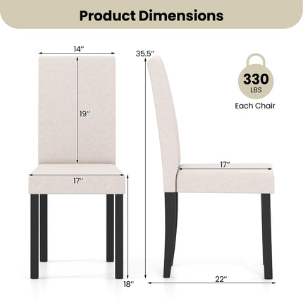 Dreamade Upholstered Dining Chair Set of 2/4 Mid Century Modern Fabric Kitchen Chairs with Thick Padded Seat