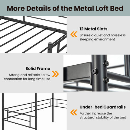 Metal Loft Bed Twin Size - Dreamade