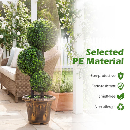 Dreamade 2.5 FT Artificial Boxwood Topiary Tree Evergreen Faux Potted Plants (1/2 Pack)