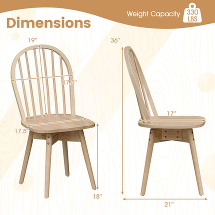 Dreamade Windsor Dining Chairs Set of 2/4 Farmhouse Swivel Kitchen Chairs with Spindle Back