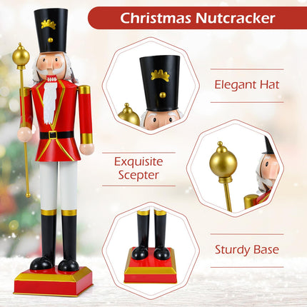 Dreamade 32.5 Inch Christmas Nutcracker with High Hat and Beautiful Scepter