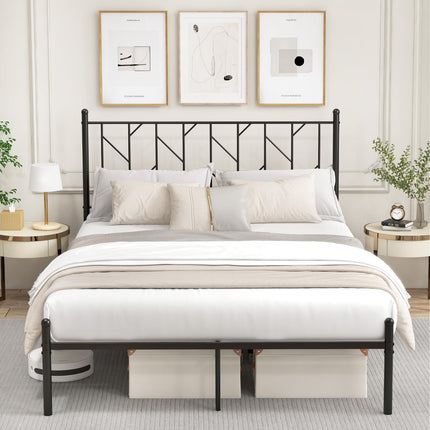 Dreamade Queen/Full/Twin Size Metal Bed Frame with Victorian Style Headboard