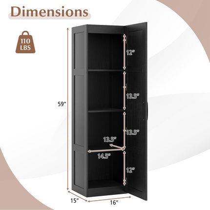 Dreamade Narrow Farmhouse Freestanding Bathroom Cabinet with 4 Shelves