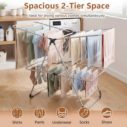 Dreamade Foldable Clothes Drying Rack for Indoor and Outdoor Use