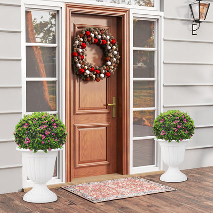 Dreamade 18" Tall Urn Plastic Flower Pots with Pedestal Base & Pre-Marked Drain Hole