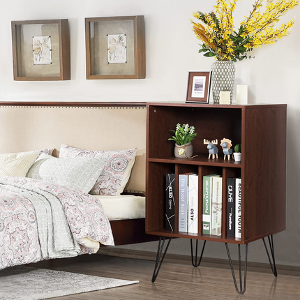 Dreamade End Table Record Player Stand, Turntable Stand Record Storage Cabinet