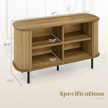 Dreamade Kitchen Storage Cabinet, 47” Buffet Cabinet with Storage, Wooden Sideboard w/ 2 Sliding Tambour Doors