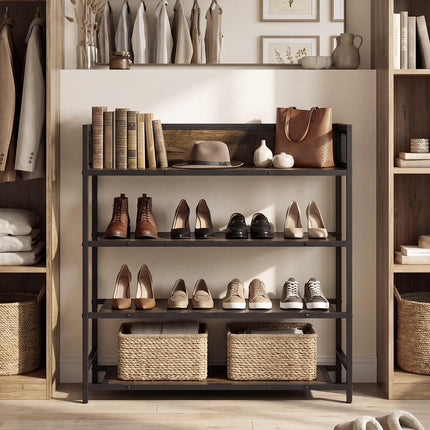 Dreamade 4-Tier Industrial Shoe Storage Organizer with Heavy Duty Metal Frame