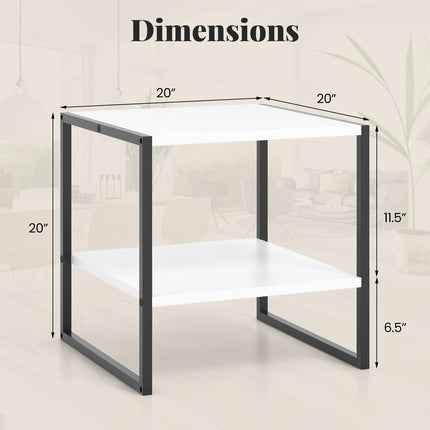 Dreamade 20 Inch End Table, Modern Square Side Table with Storage Shelf, Small Coffee Table for Living Room