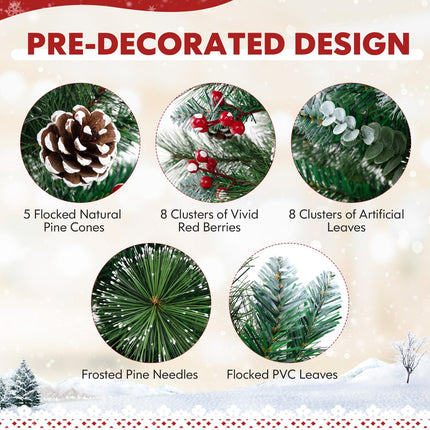Dreamade 3ft Pre-Lit Mini Tabletop Christmas Tree with 20 Warm White LED Lights, 8 Modes, Timer, 81 PVC & Pine Needles