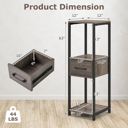 Dreamade 3 Tier Tall Plant Stand Indoor, 36 Inch Corner Plant Holder with Drawer & Metal Frame