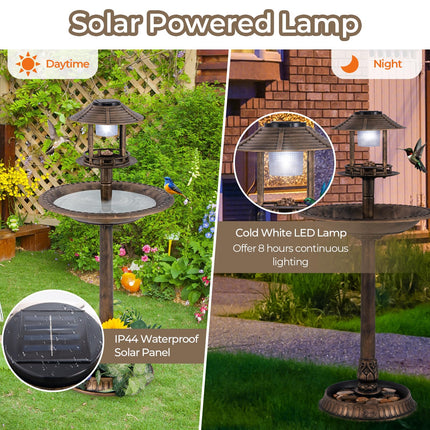Dreamade 42 inch Bird Bath Solar Lighted