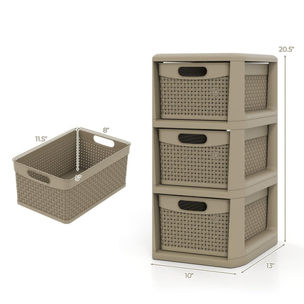 Dreamade 3-Drawer Counterop & Under-desk Compact Container Boxes for Office