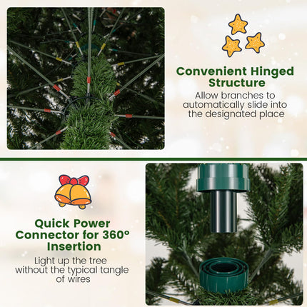 Dreamade 12ft Pre-Lit Artificial Christmas Tree with 360° Quick Power Connector
