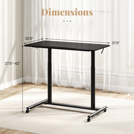 Dreamade Mobile Standing Desk Height Adjustable Computer Desk with Wheels & Aluminum Frame