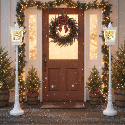 Dreamade 8 ft White Musical Christmas Streetlight | Lighted Holiday Decoration for Home Yard Porch