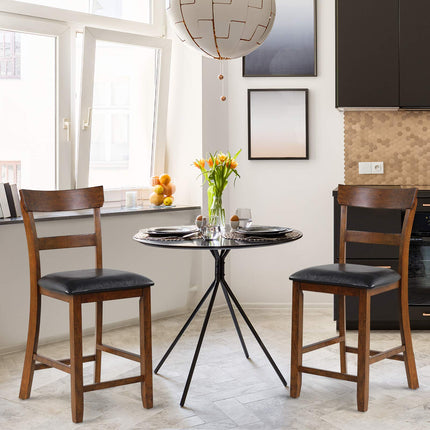 Dreamade 25.5-Inch Counter Height Chair with Backrest, Foam-Padded Cushion, Rubber Wood Legs