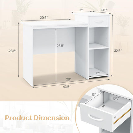 Dreamade Computer Desk with Storage, Modern PC Laptop Table with Printer Shelf