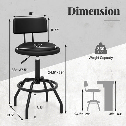 Dreamade Swivel Bar Stools Set of 1/2/3/4, 24.5"-29" Height Adjustable Counter Height Chairs w/Back