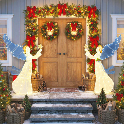 Dreamade 5 Ft Lighted Christmas Angel with Star Halo Spreading Wings