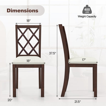 Dreamade Wood Dining Chairs Set of 2, Farmhouse Kitchen Chair with Rubber Wood Legs, Max Load 400 Lbs