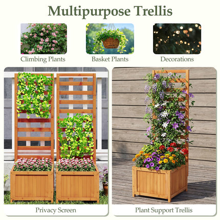 Dreamade Wood Raised Garden Bed with Trellis