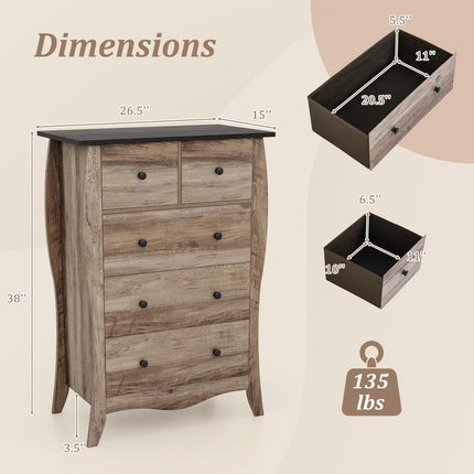 Dreamade Storage Cabinet with Foldable & Detachable Fabric Drawers, Anti-Tipping Kit, 26.5” x 15” x 38” Farmhouse Floor Cabinet