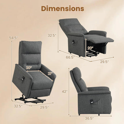 Dreamade Electric Recliner Sofa w/Remote Control & Side Storage Pocket for Elderly