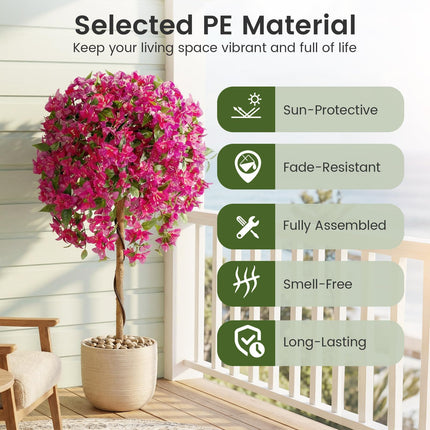 Dreamade 2 Pack Artificial Azalea Trees with Vivid Blooming Flowers for Indoor Outdoor Decor