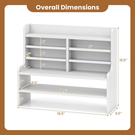 Dreamade Desk Organizer | Wooden 6 Tier Storage Rack with 2 Removable Shelves