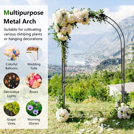 Dreamade Garden Arbors Trellises, 7.2FT Metal Garden Arch for Climbing Plants Roses