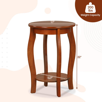 Dreamade 2-Tier End Table, Narrow Tiered Telephone Table with Storage Shelf, Solid Wood Legs