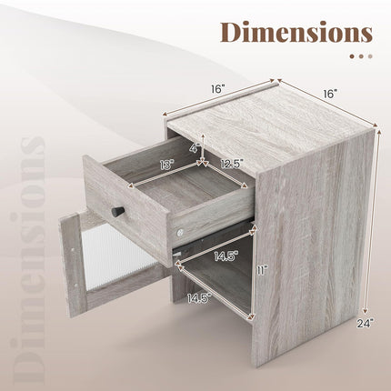 Dreamade Farmhouse Nightstand with Drawer and Cabinet
