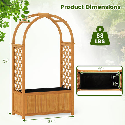 Dreamade Raised Garden Bed with Arch Lattice Trellis, for Climbing Vine Flower Vegetable