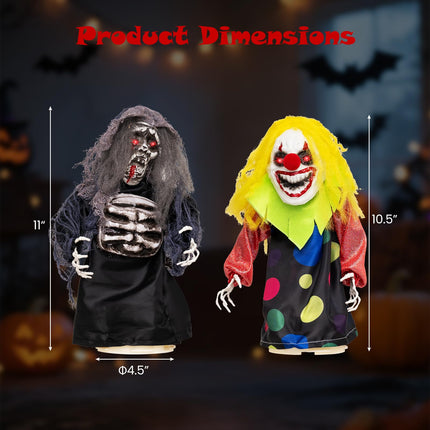 DREAMADE Sound Activated Halloween Animatronics, Clown & Reaper