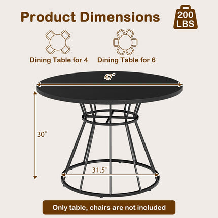 Dreamade 47" Round Farmhouse Kitchen Table for 4