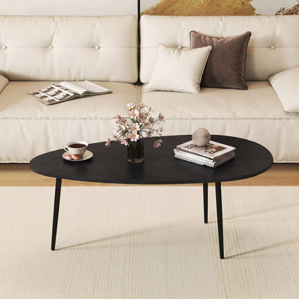 Dreamade Oval Coffee Table | Mid Century Modern Center Table with Sturdy Metal Frame and Compact Design