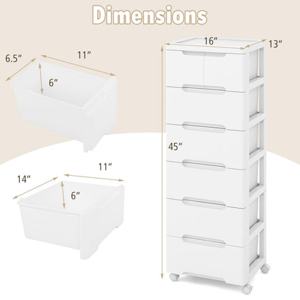 Dreamade Plastic Rolling Storage Drawer Cart on Wheels