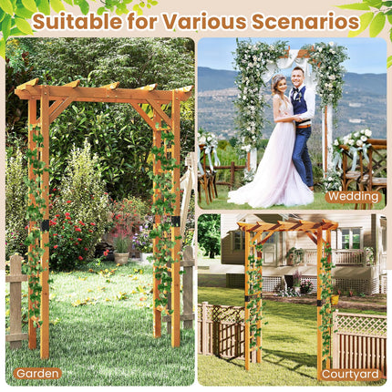 Dreamade 7FT Wood Garden Arbor Trellis for Ceremony Party