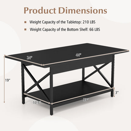 Dreamade 2 Tier Coffee Table with Storage Shelf